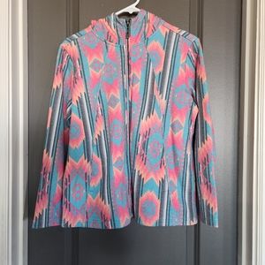 Crazy Train hooded zip up jacket aztec western small